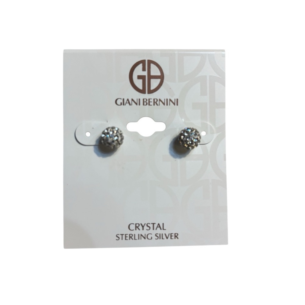 NEW Giani Bernini Earring Sterling Silver Crystal Balls 8mm Cubic Zirconia